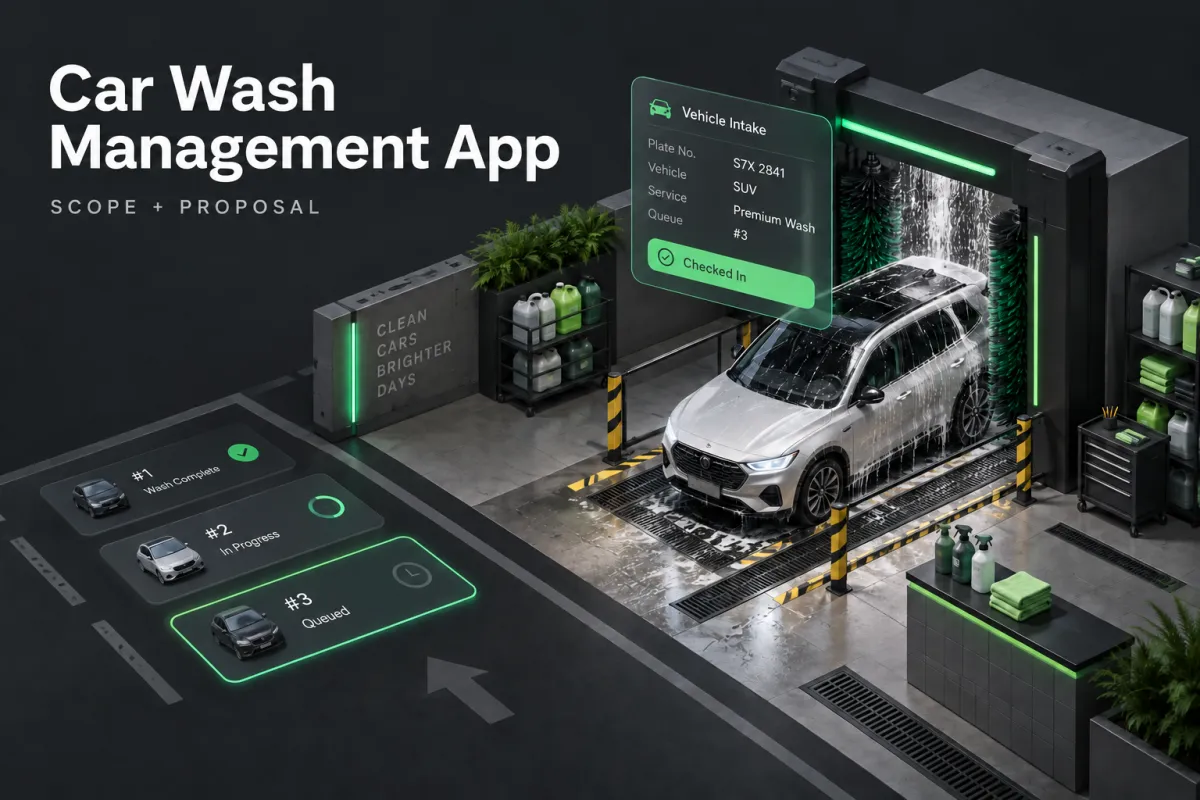 Car wash management app project cover