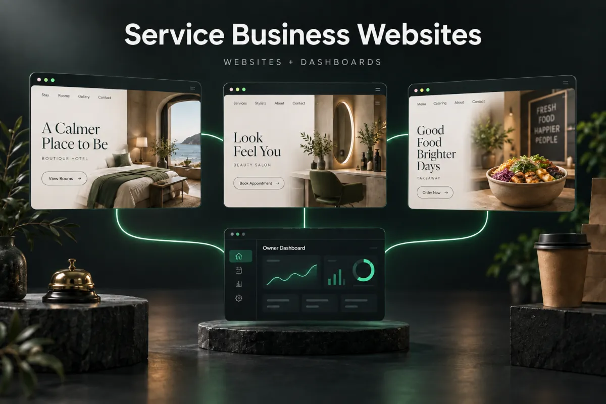 Service business websites and dashboards cover